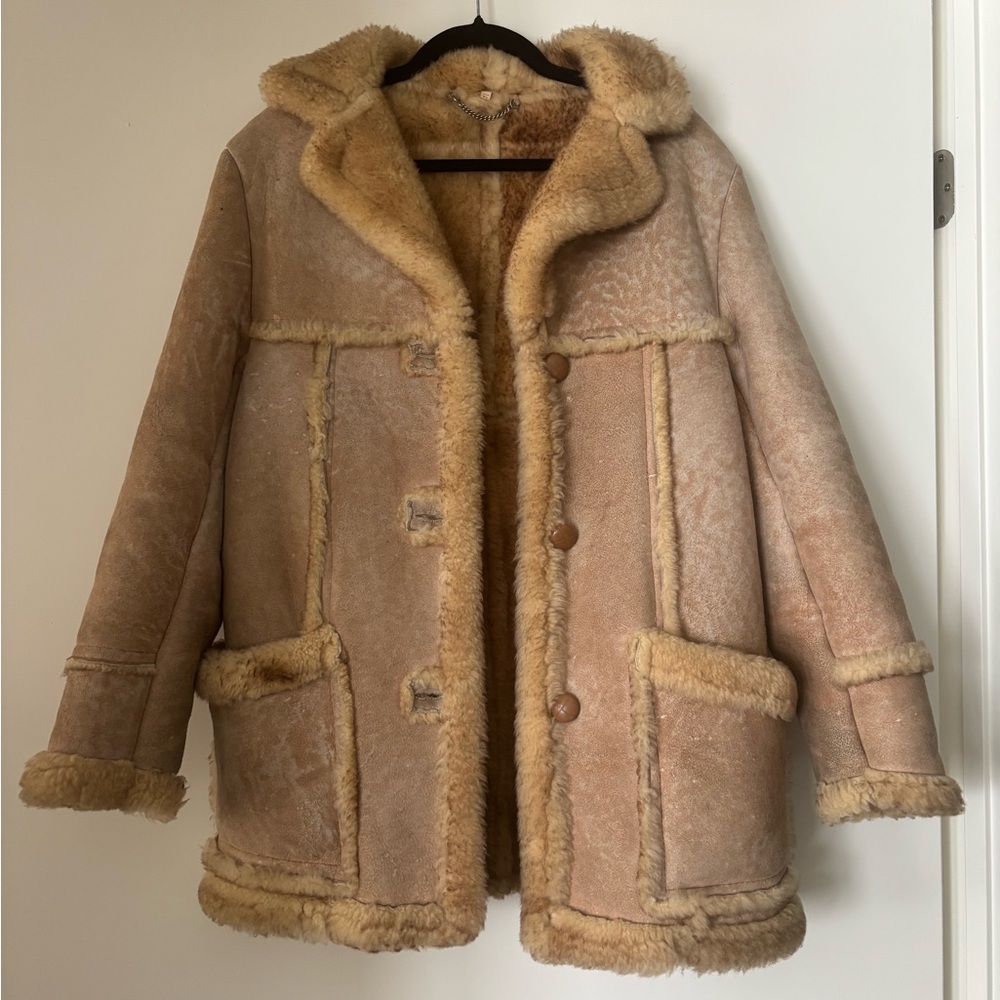 Women's Tan genuine leather Shearling Coat in size small